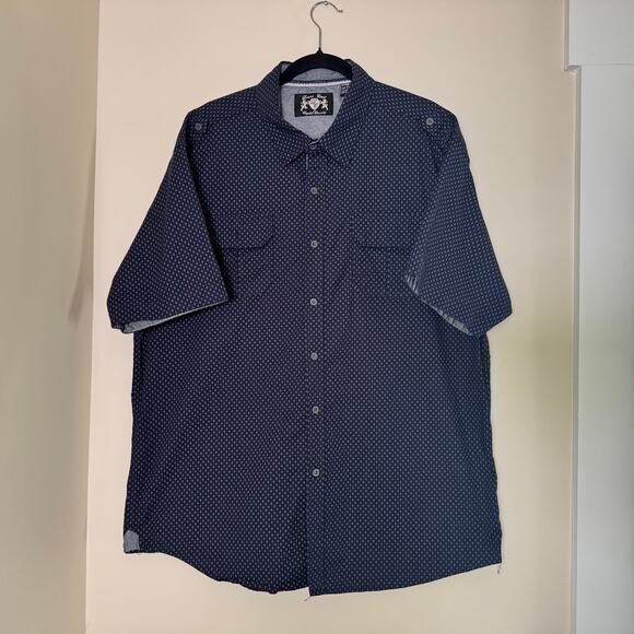 Lions Crest by English Laundry Men’s Short Sleeve Shirt 2X Navy Blue - Picture 1 of 4